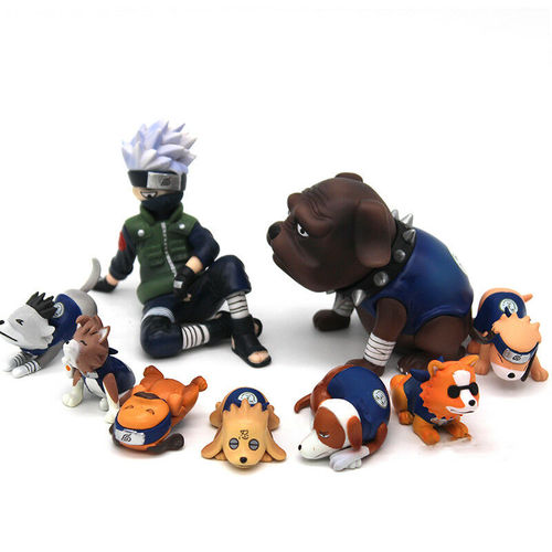Naruto Shippuden Young Kakashi Hatake Eight Ren Dogs PVC Figure 9 Pcs/Set  (China handmade Ver)