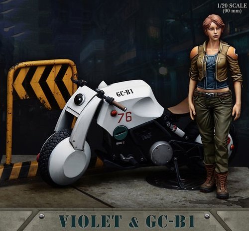 1/20 90mm 바이올렛 여성 전사 및 모터 사이클 피규어  레진 피규어  프라모델입문